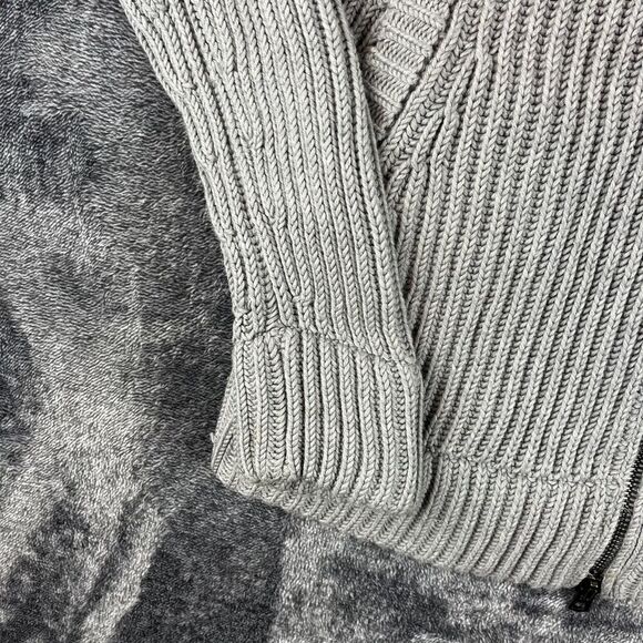 Nicole Farhi Chunky Knitted 100% Wool Hoodie Full Zip Gray Jacket Men's M* - Picture 3 of 16